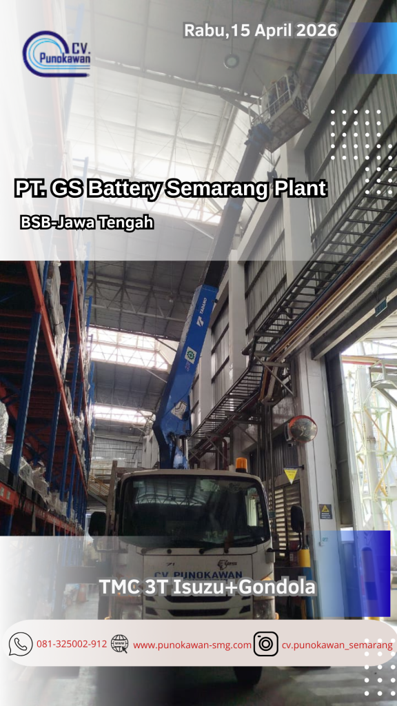 Solusi Efisien Pekerjaan Ketinggian Indoor: Penggunaan TMC 3T Isuzu + Gondola di PT GS Battery Semarang Plant 1 Template Gambar History Instagaram 41