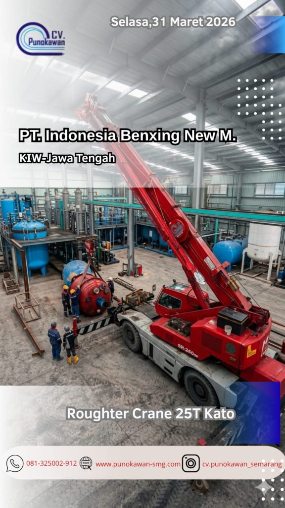 Menaklukkan Ruang Terbatas: Solusi Lifting Presisi dengan Roughter Crane 25T di PT. Indonesia Benxing New Material 1 WhatsApp Image 2026 04 02 at 09.56.45 12