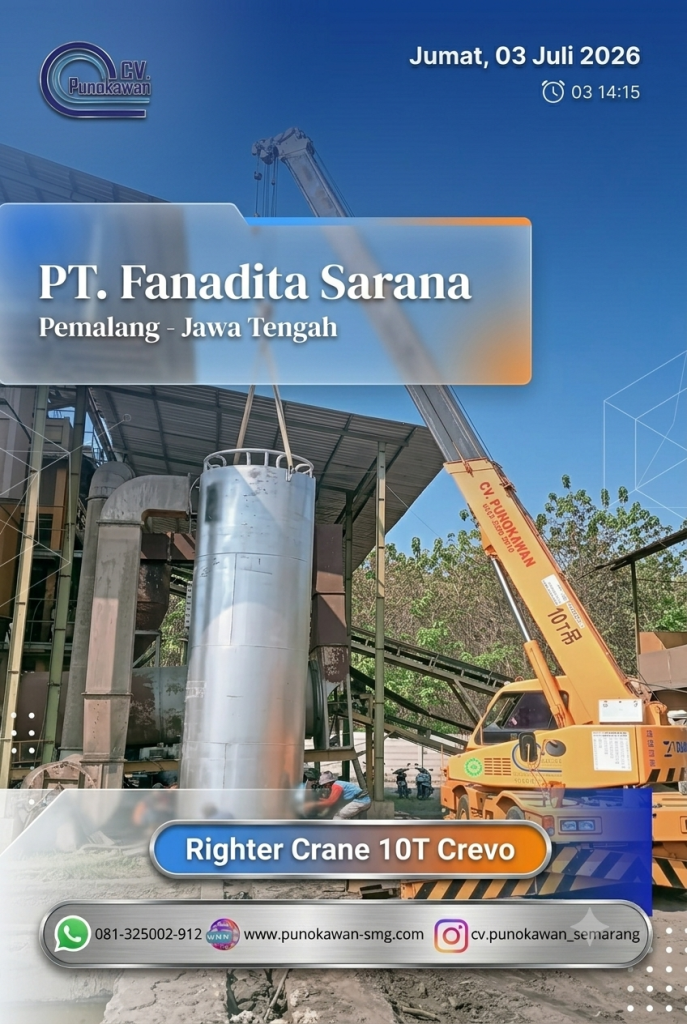 SEWA CRANE SEMARANG: Sinergi Roughter Crane 10T Crevo CV Punokawan di PT Fanidita Sarana Pemalang 1 City Crane 10T Crevo Pemalang cv. punokawan